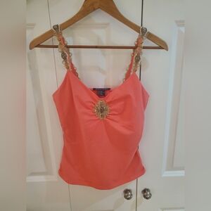 Boston proper peach melon pink beaded tank xs